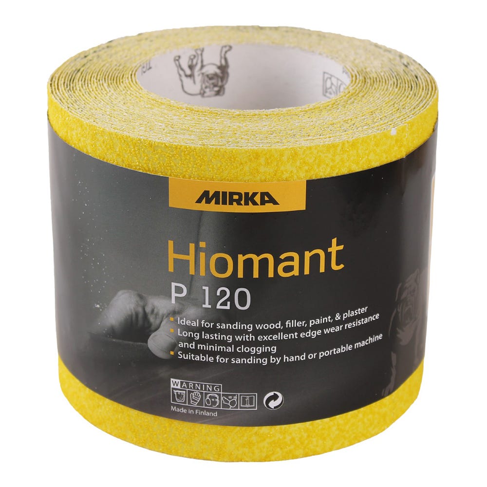 Image of Mirka Yellow Hiomant Sandpaper P120 115mm X 10m Roll