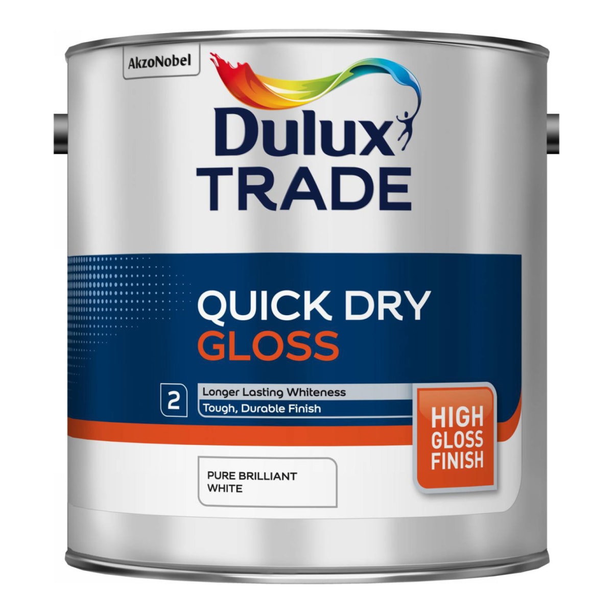 Product image for Dulux Trade Quick Dry Gloss Paint Pure Brilliant White 2.5l