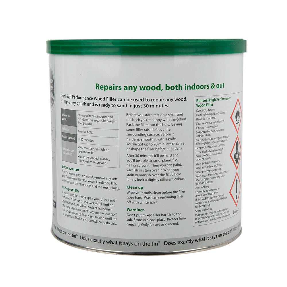 Product image for Ronseal High Performance Wood Filler White 3.7kg