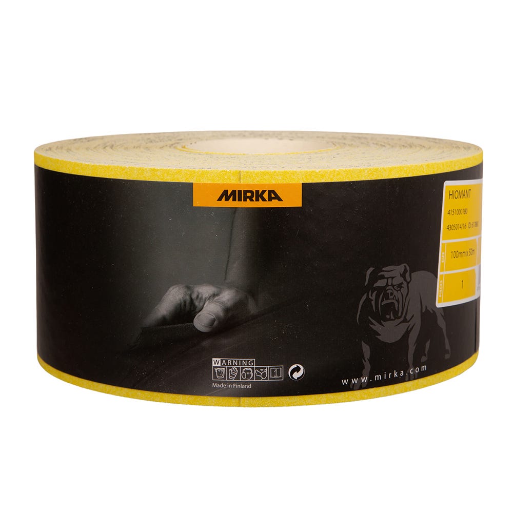 Product image for Mirka Yellow Hiomant Sandpaper P80 100mm X 50m Roll