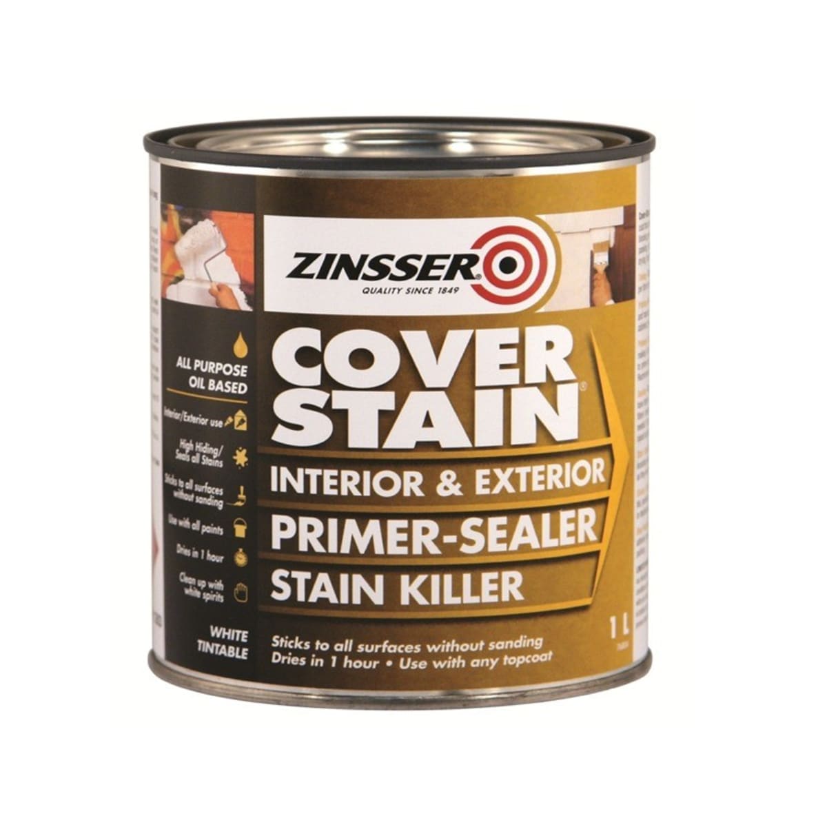 Product image for Zinsser Cover Stain Primer - Stain Blocker - Bond Coat 1L White
