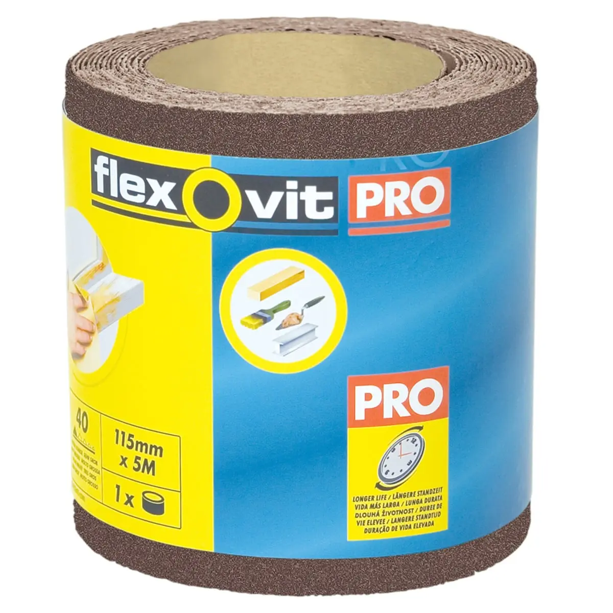 Image of Flexovit Sanding Rolls P80G 115mm X 10m Dark Brown