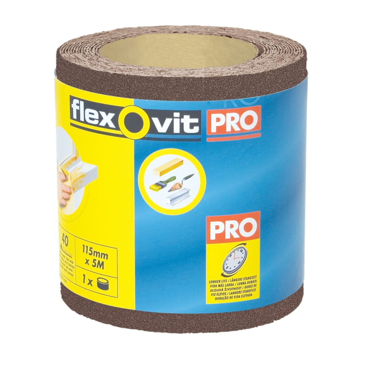 Image of Flexovit Sanding Rolls P120G 115mm X 10m Dark Brown