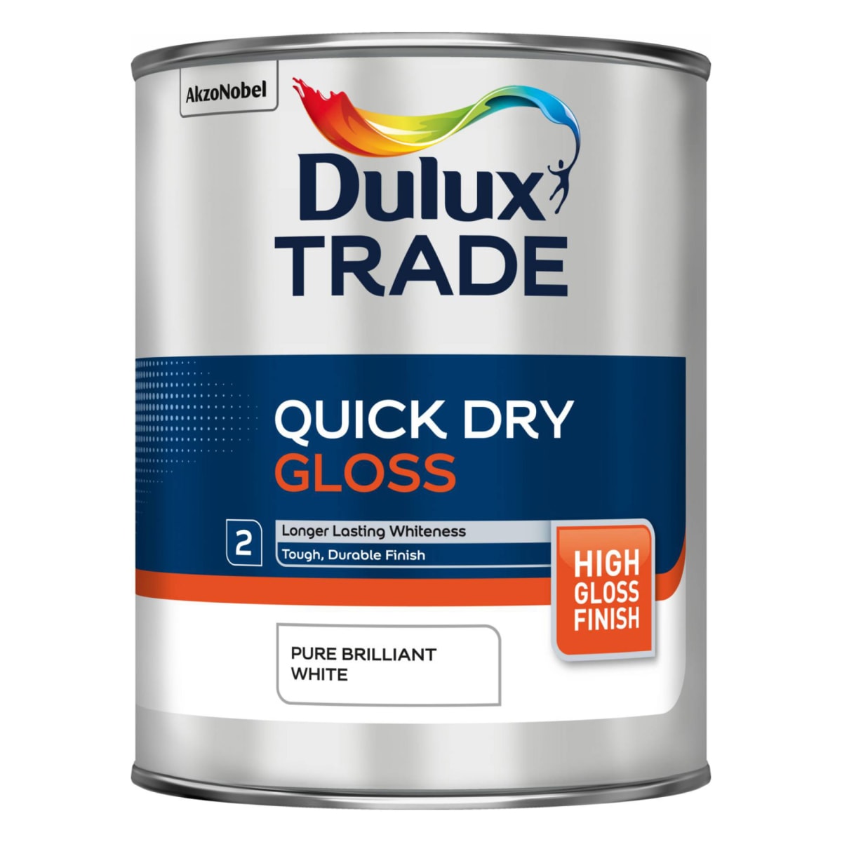 Product image for Dulux Trade Quick Dry Gloss Paint Pure Brilliant White 1l