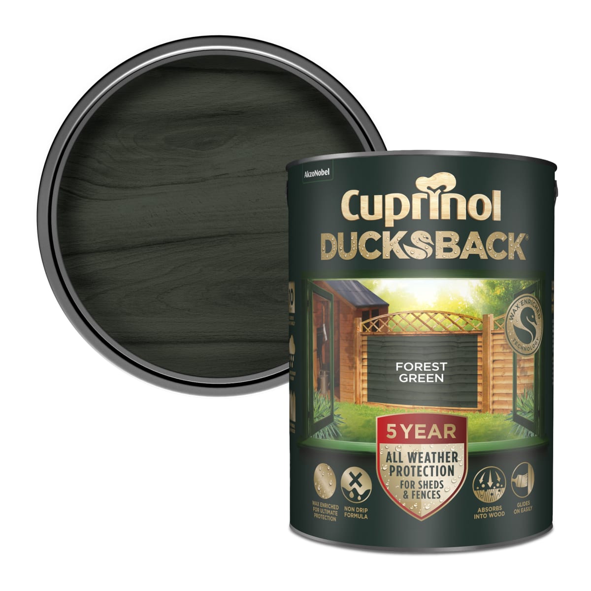 Product image for Cuprinol 5 Year Ducksback 5 Litre Forest Green