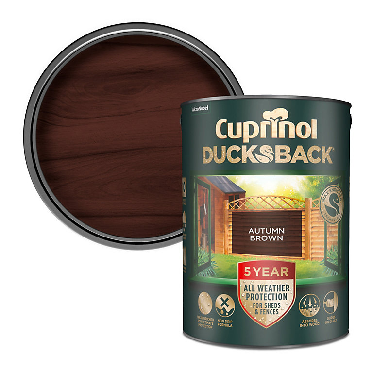 Product image for Cuprinol Ducksback 5 Year Waterproof 5 Litres Autumn Brown