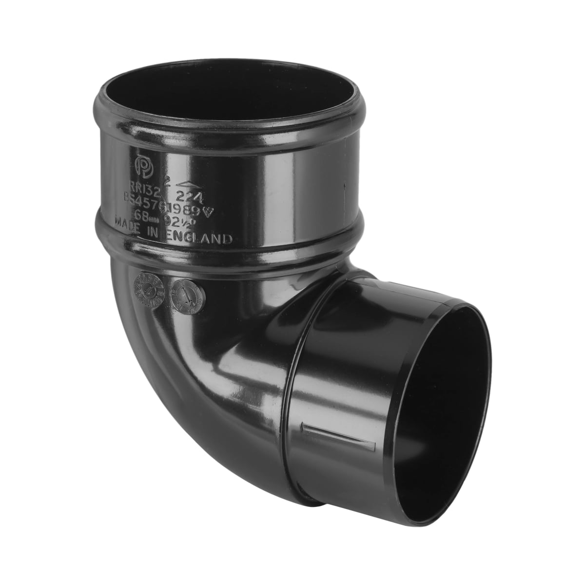 Product image for Round Downpipe 92.5° Offset Bend Black 68mm
