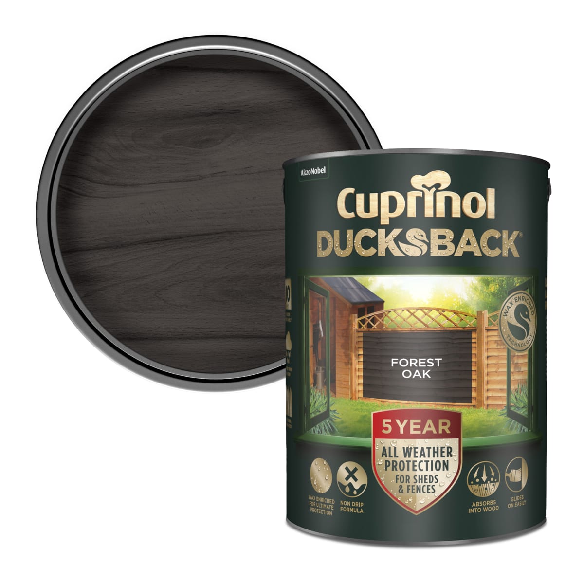 Product image for Cuprinol 5 Year Ducksback 5 Litre Forest Oak