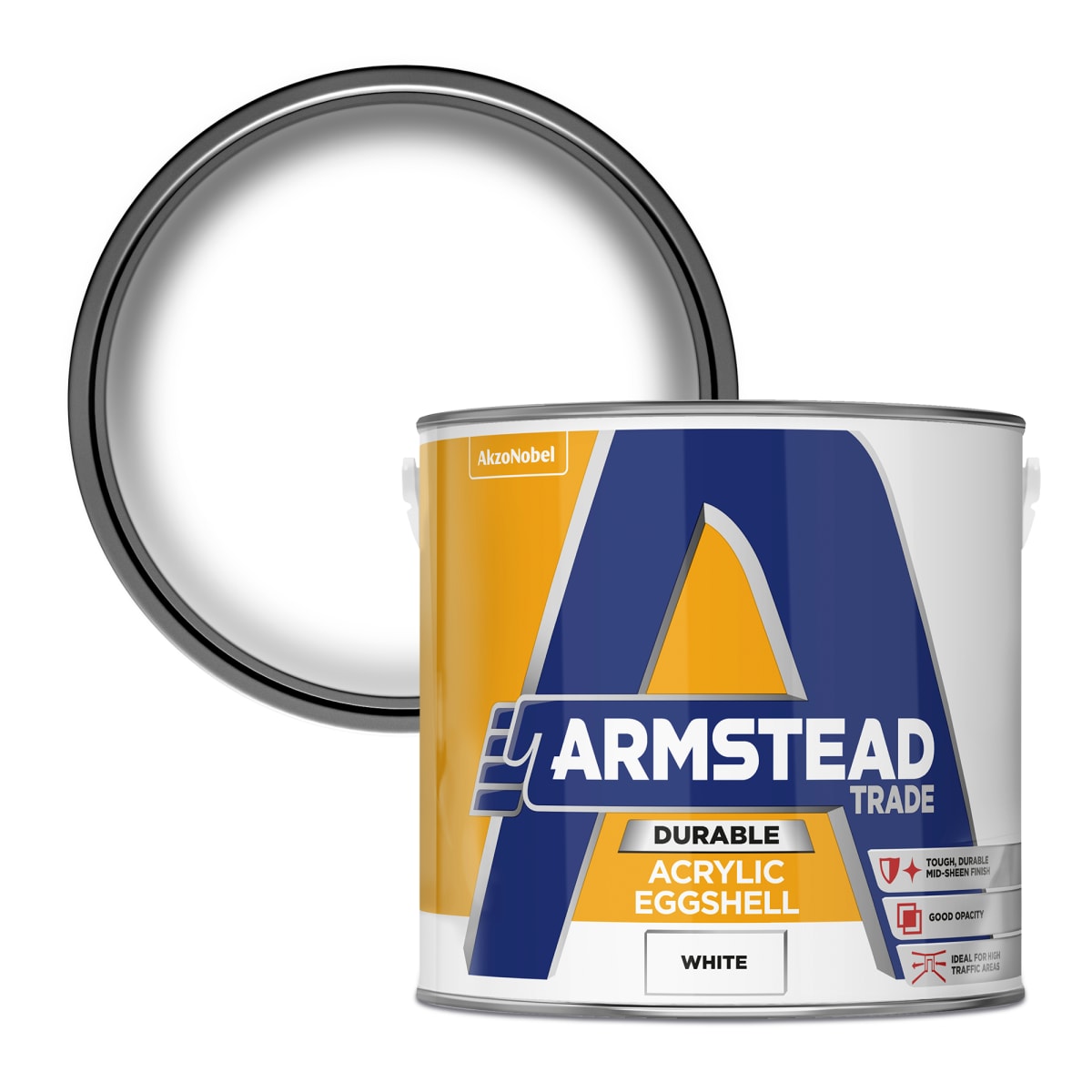 Product image for Armstead Trade Durable Acrylic Eggshell 2.5 Litre White