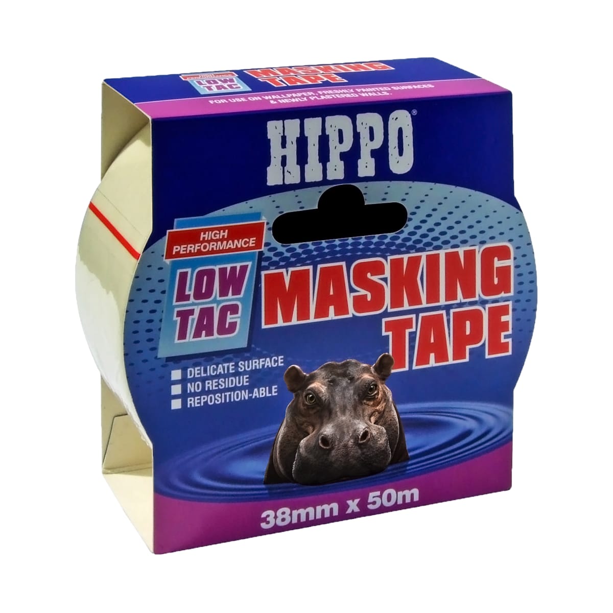 Product image for Hippo Low Tac Masking Tape 38mm X 50m Beige