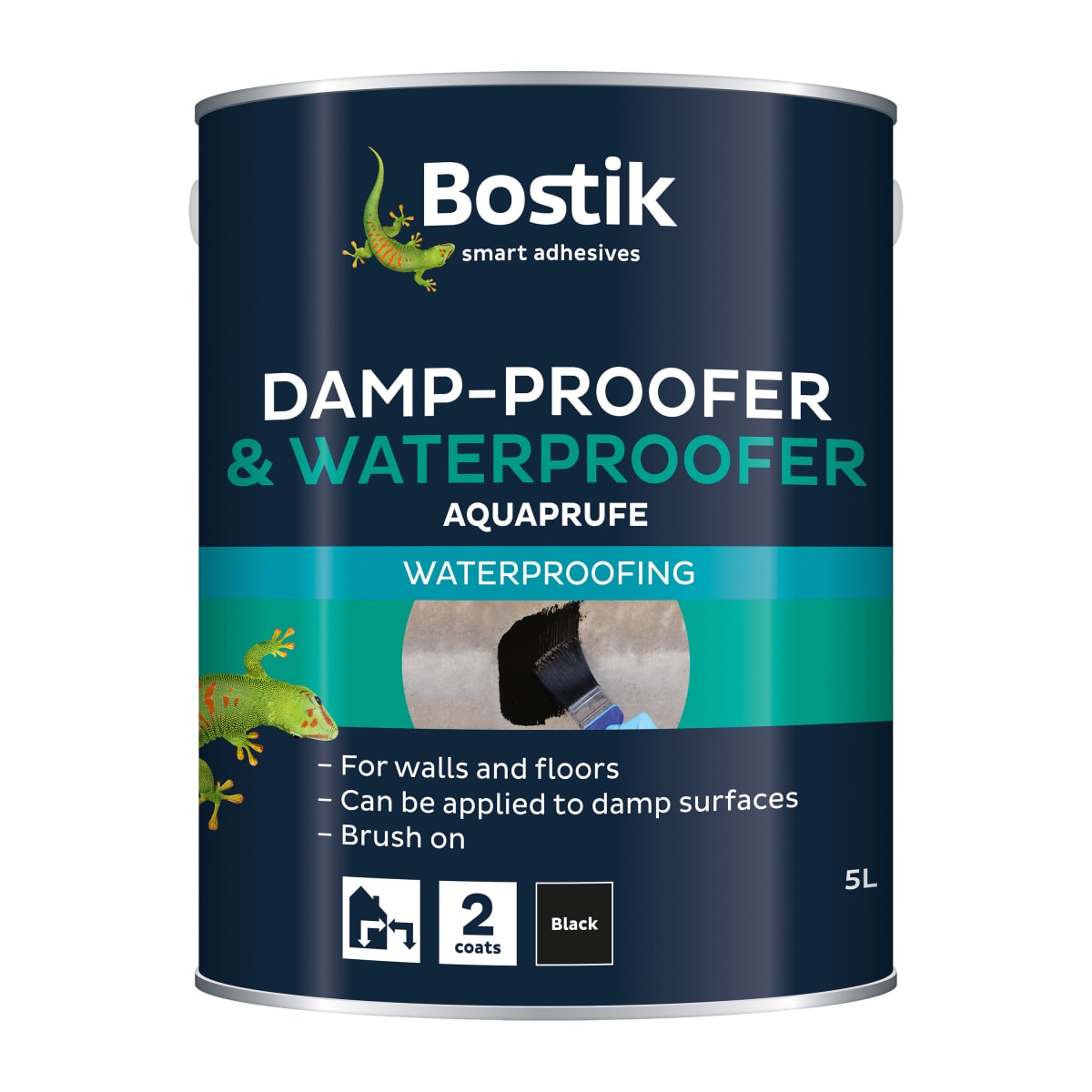 Product image for Bostik Cementone Flexible Damp Proofer And Waterproofer 5L Black