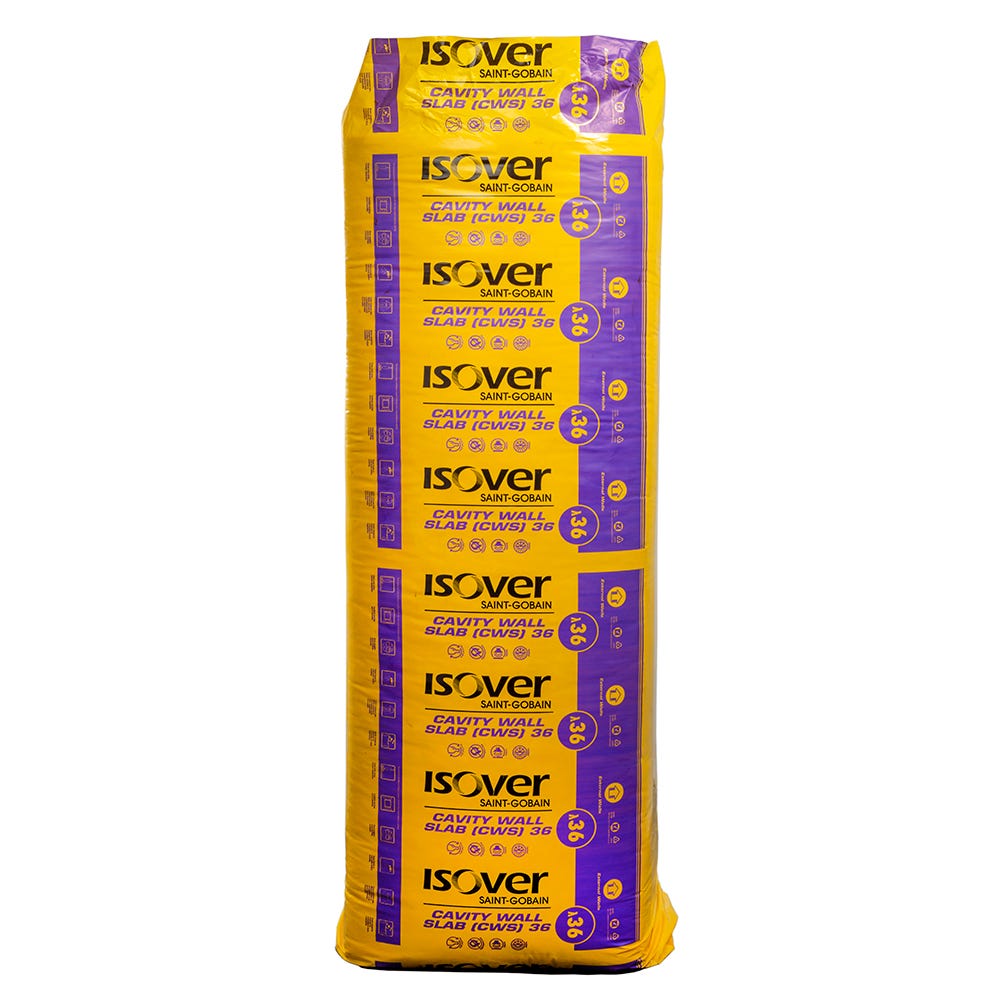 Product image for Isover Cavity Wall Slab 36 1.2m X 455 X 100mm Pack Of 12
