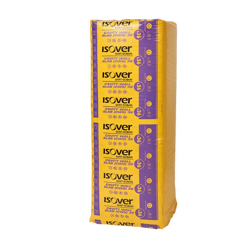Product image for Isover Cavity Wall Slab 36 1.2m X 455 X 100mm Pack Of 12