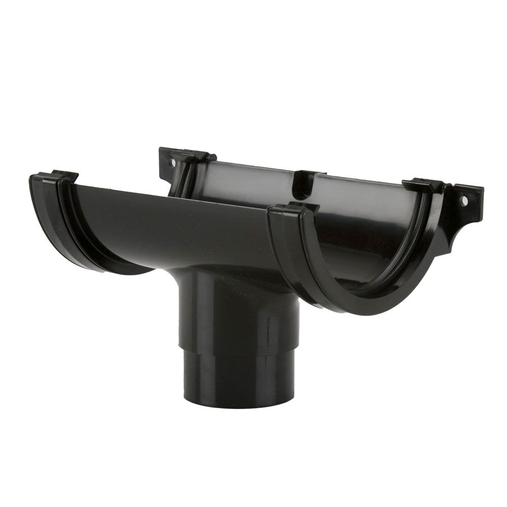 Image of Half Round Gutter Running Outlet 112mm Black