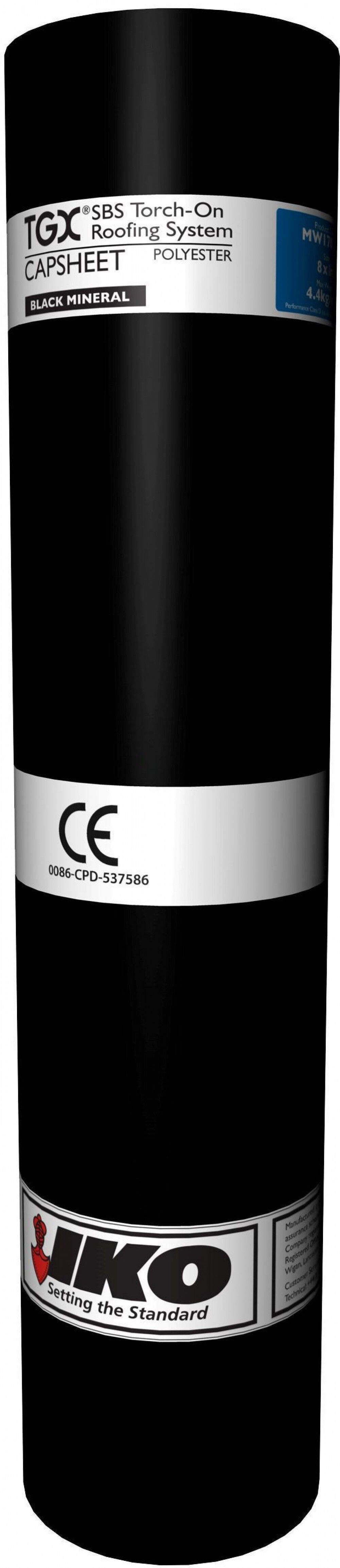 Image of IKO TGX SBS Torch On Felt Cap Sheet Black 1m x 8m