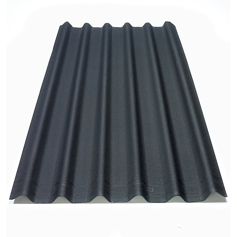 Product image for 2.6mm Onduline Bitumen Corrugated Roofing Sheet Black 820mm x 2m