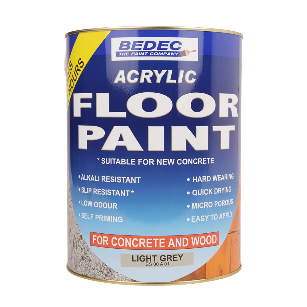 Product image for Bedec Acrylic Floor Paint Light Grey 5L