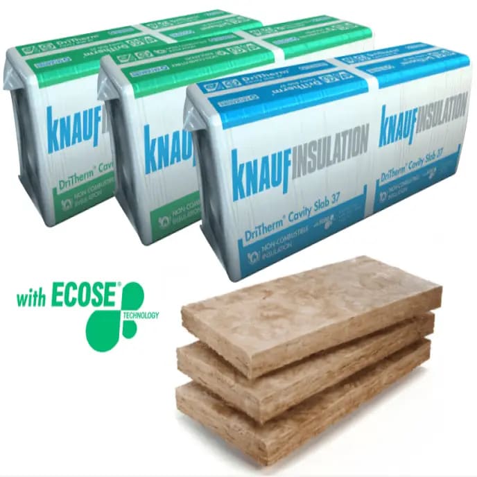 Image of 100mm Knauf Earthwool DriTherm Cavity Wall Insulation Slab 37 - Pallet of 20 Packs (131.04m2/Pallet)