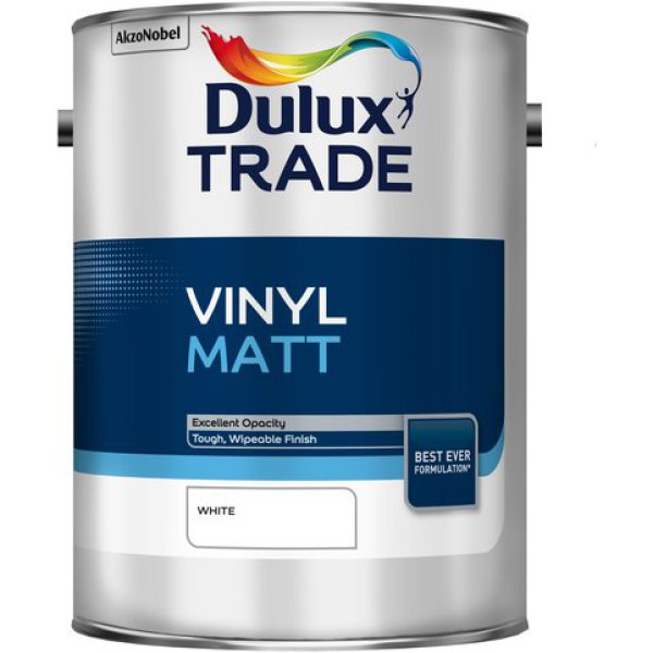 Product image for Dulux Trade Vinyl Matt White 5ltr