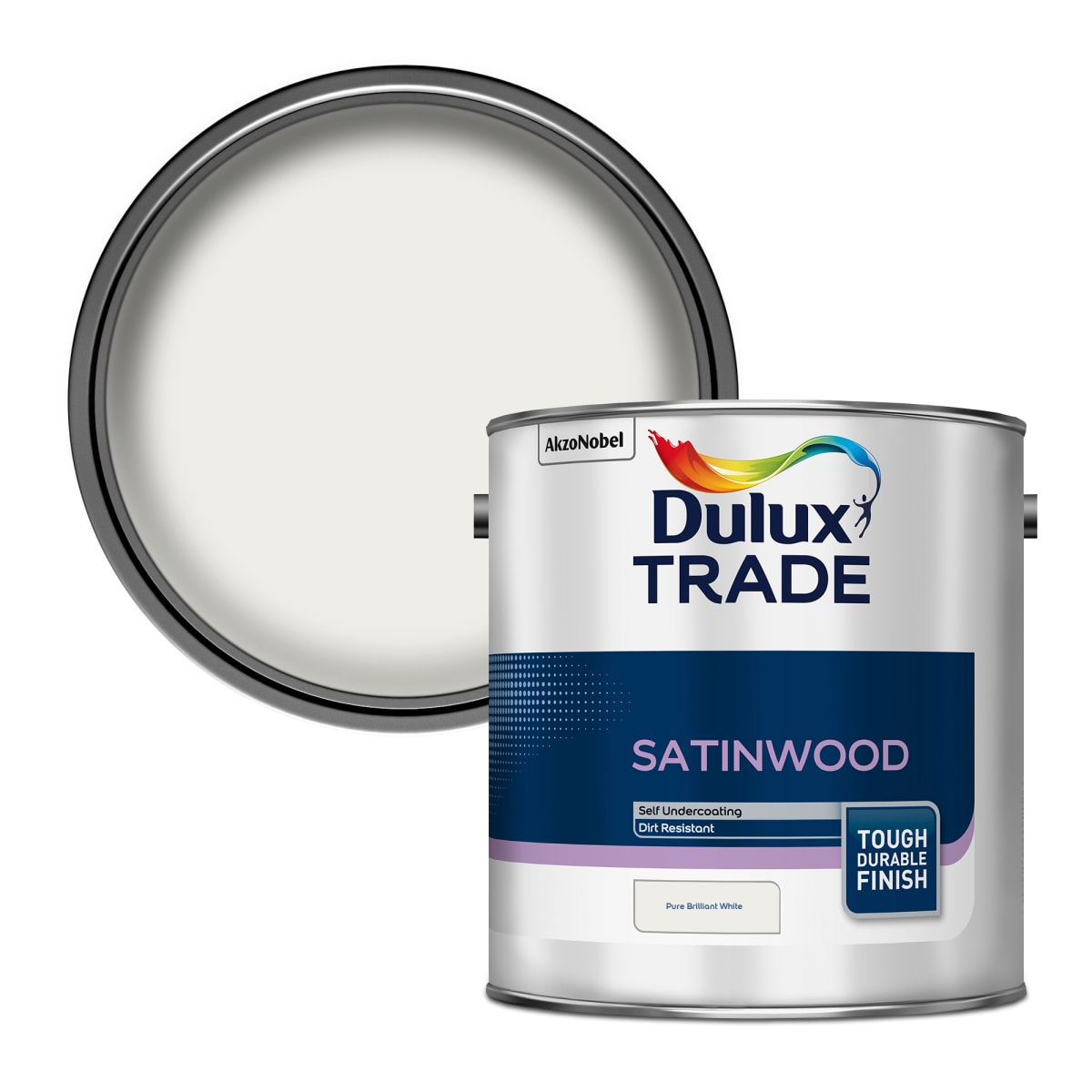 Product image for Dulux Trade Satinwood Paint 2.5L Pure Brilliant White