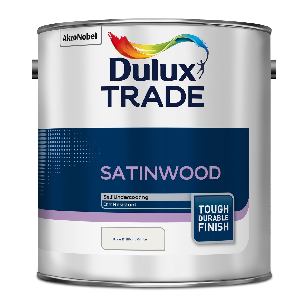 Product image for Dulux Trade Satinwood Paint 2.5L Pure Brilliant White