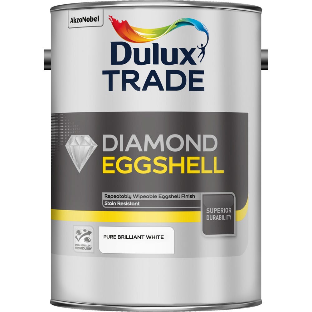 Product image for Dulux Trade Diamond Eggshell Pure Brilliant White 5L