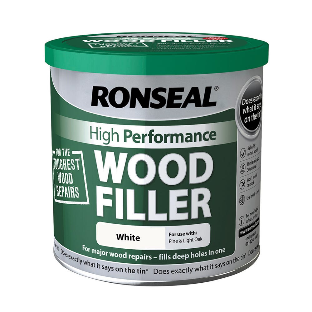 Product image for Ronseal High Performance Wood Filler 550g White