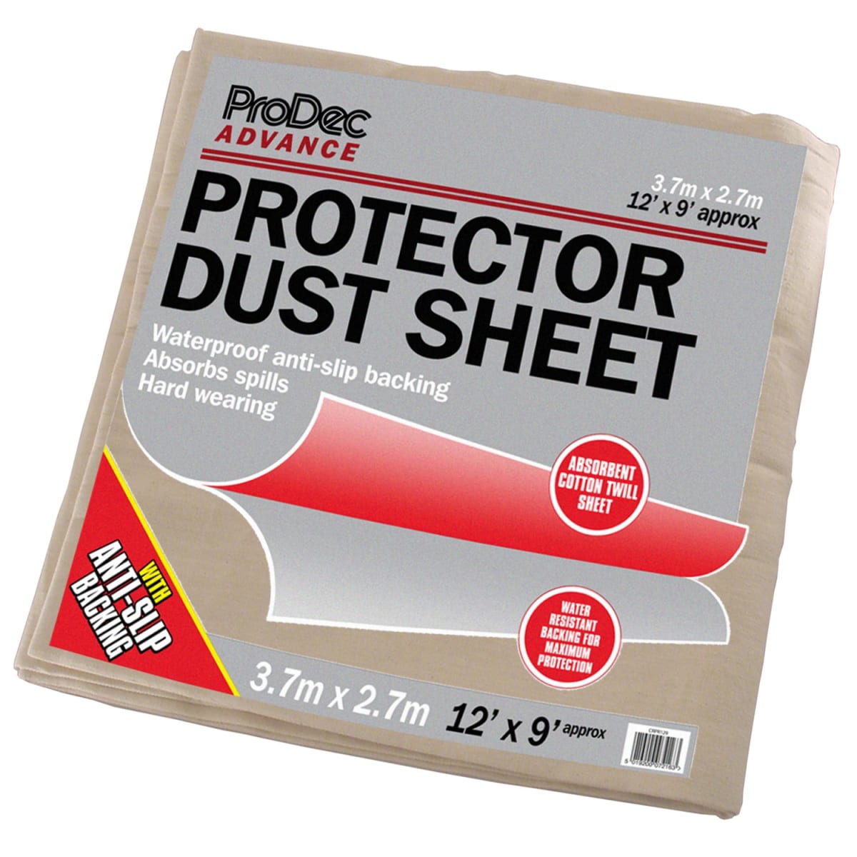 Product image for ProDec Advance Protector Dust Absorbent Cotton Dust Sheet 3.7 x 2.7m