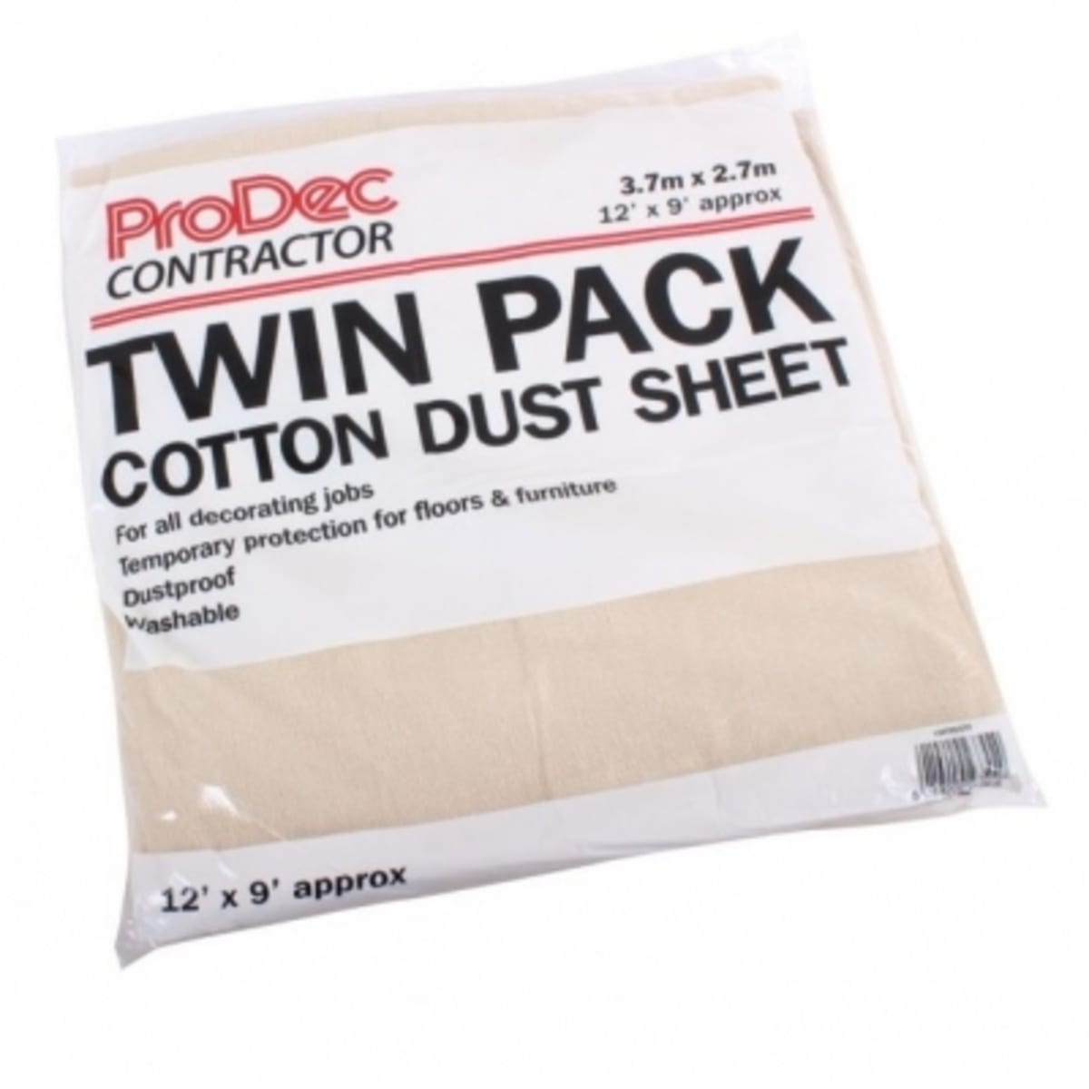 Image of ProDec Cotton Dust Sheet Twin Pack 3.7 x 2.7m
