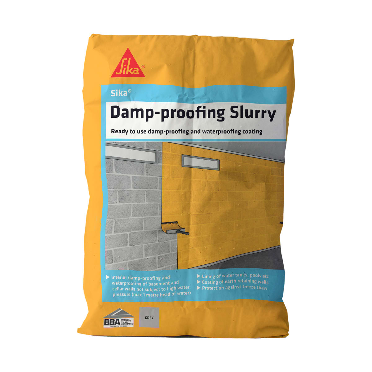 Product image for Sika Damp Proofing Slurry 20 kg Grey