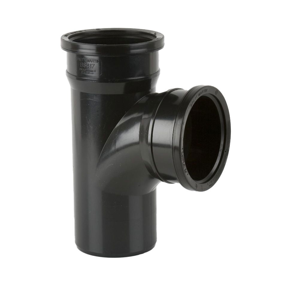 Product image for 110mm Soil Pipe Equal Branch 92.5 Degrees Push Fit - Black