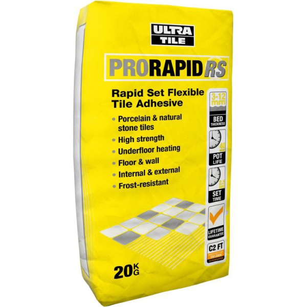 Product image for Ultra Tile 20kg ProRapid RS Porcelain Adhesive Grey