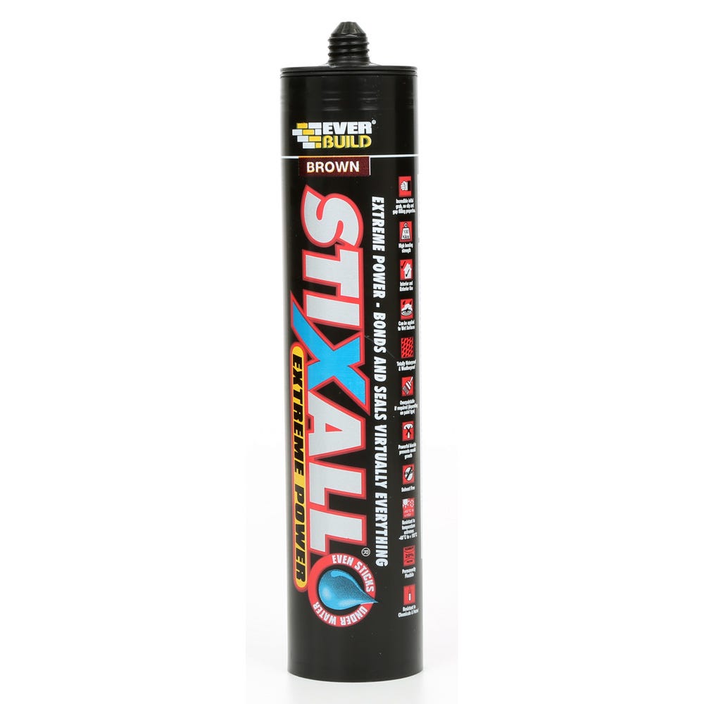 Product image for Everbuild EVBSTIXBR Stixall Extreme Power Cartridge Brown 290ml