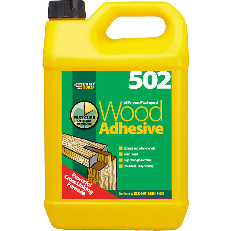 Product image for Everbuild EVBWOOD5 502 All Purpose Weatherproof Wood Adhesive 5 litre