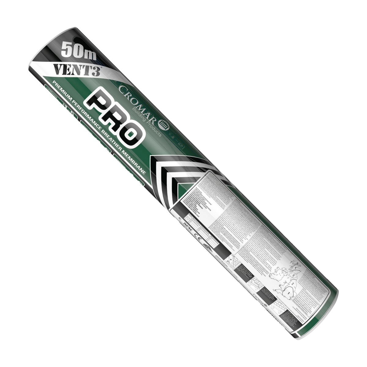 Product image for Cromar Vent3 Pro Roof Underlay 50 x 1.50m Green