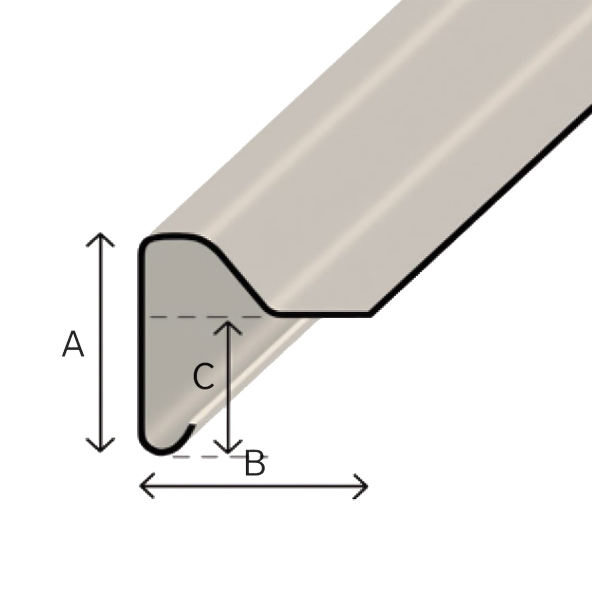Product image for TuffStuff B230 Upstand Trim 3M x 125mm x 110mm Grey