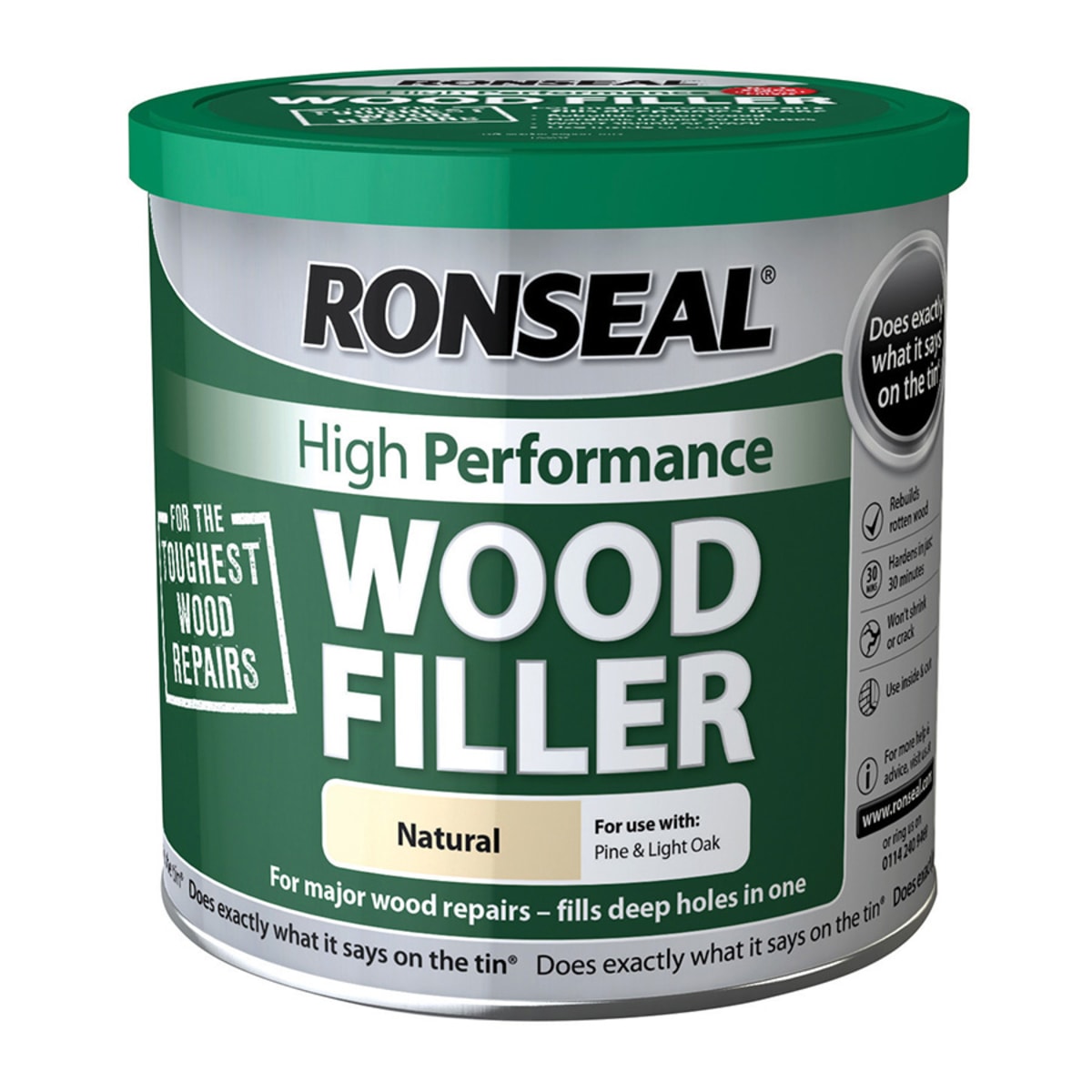 Product image for Ronseal High Performance Wood Filler 550g Natural
