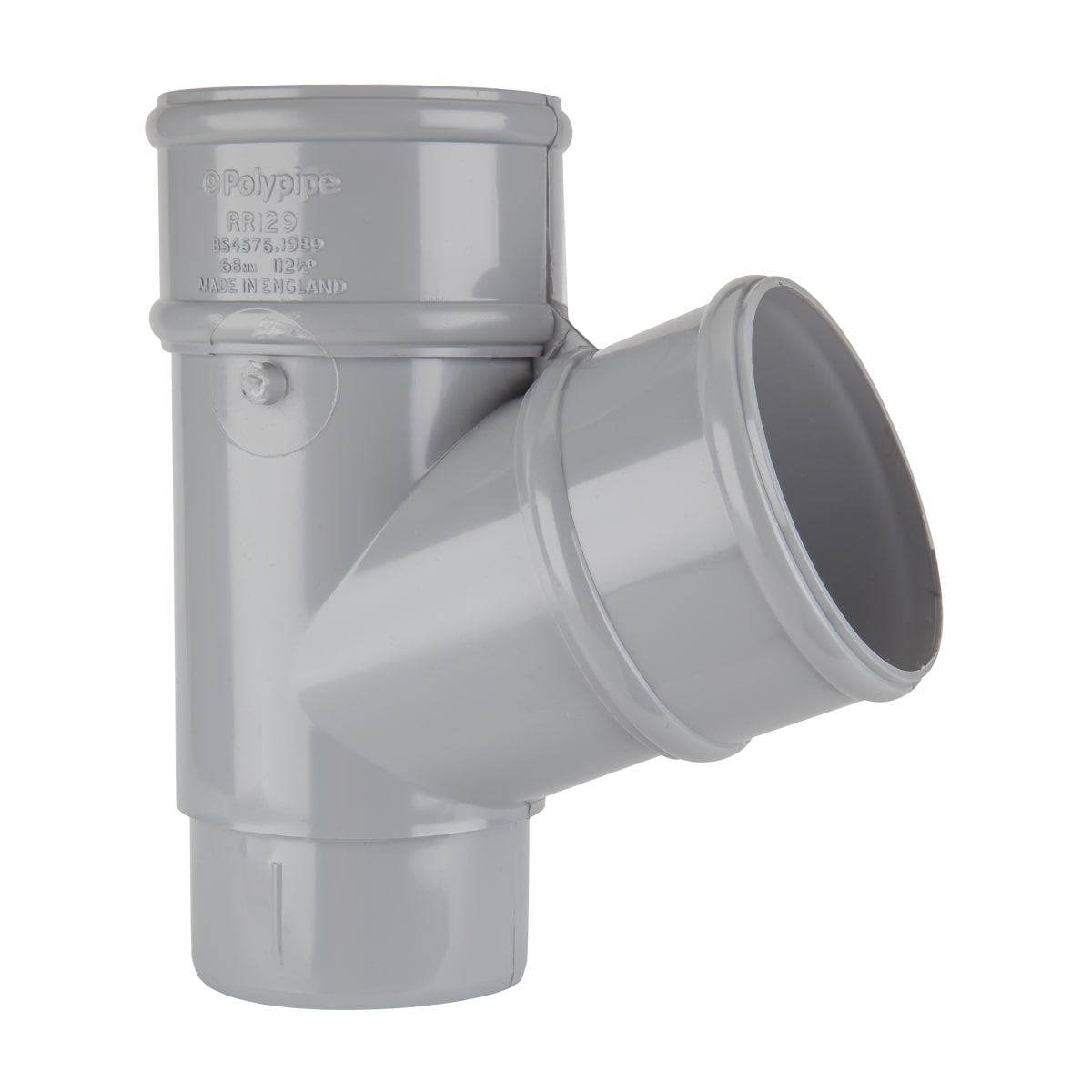 Product image for Polypipe 112.5? Round Downpipe Branch Grey RR129G
