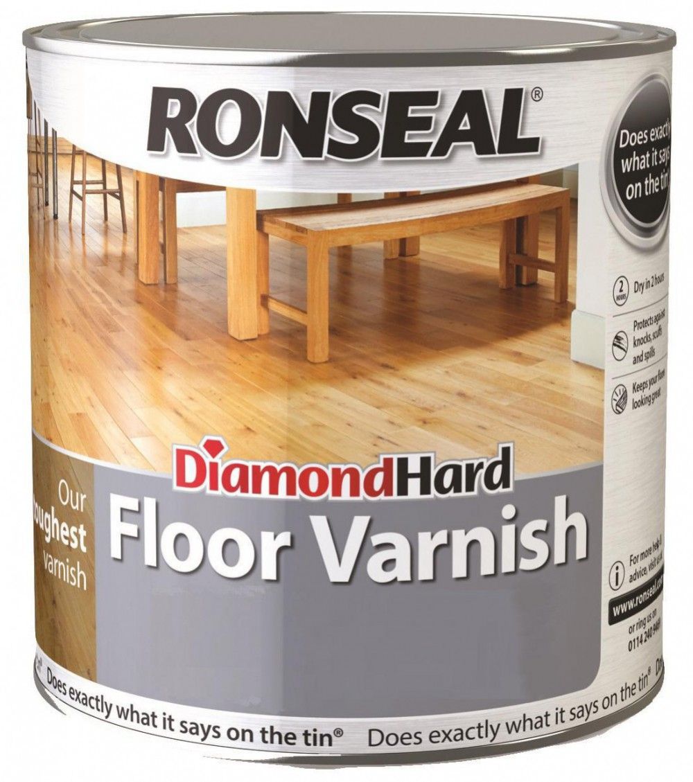 Image of Ronseal Diamond Hard Floor Varnish Satin Dark Oak 2.5ltr