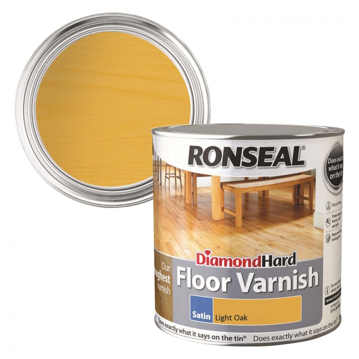 Image of Ronseal Diamond Hard Floor Varnish Satin Dark Oak 2.5ltr