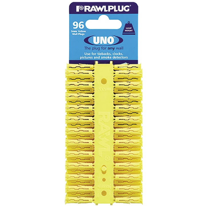 Product image for Rawlplug UNO Universal Plastic Wall Plug Yellow 5x24mm 96pk