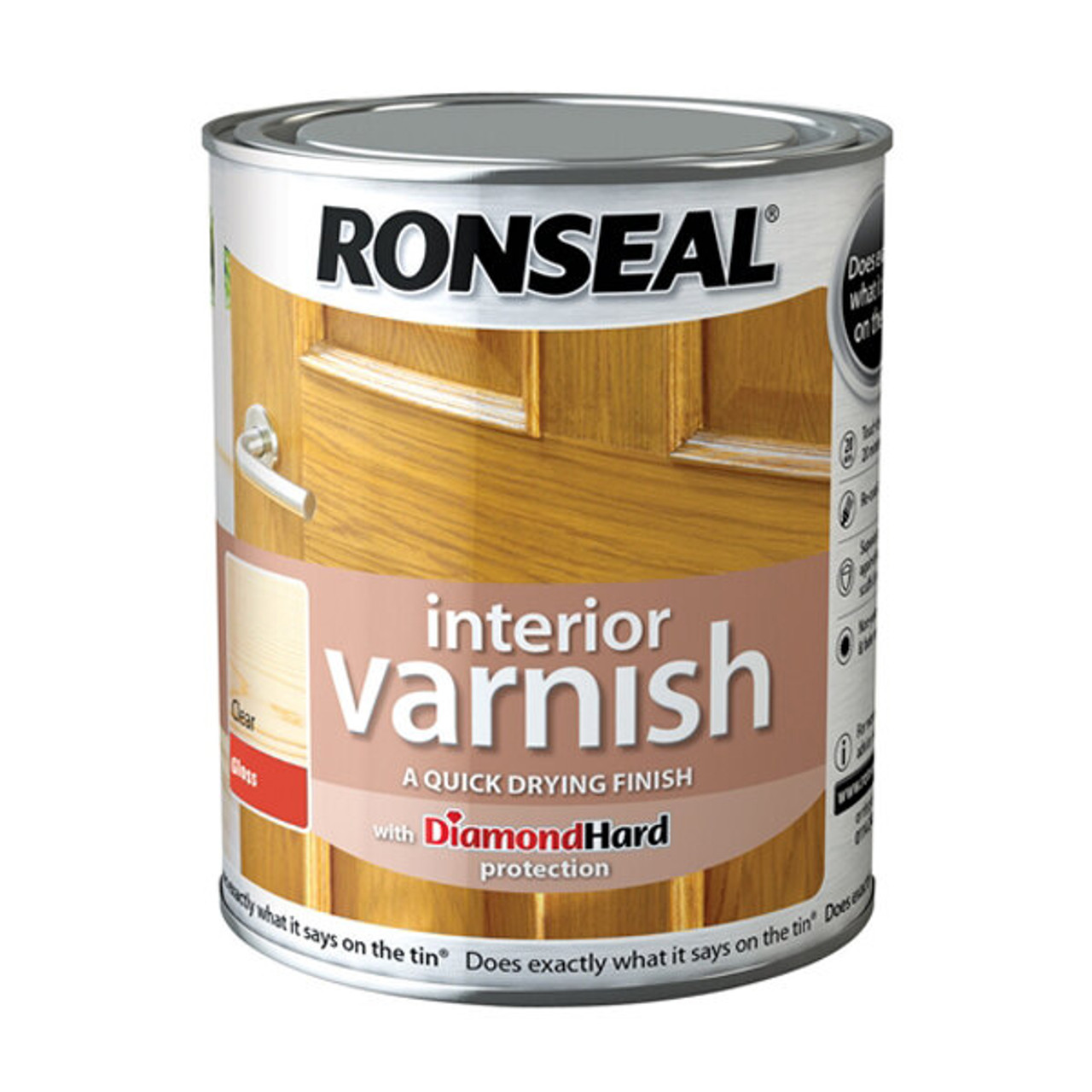 Product image for Ronseal Trade Quick Dry Interior Varnish Gloss Clear 750ml