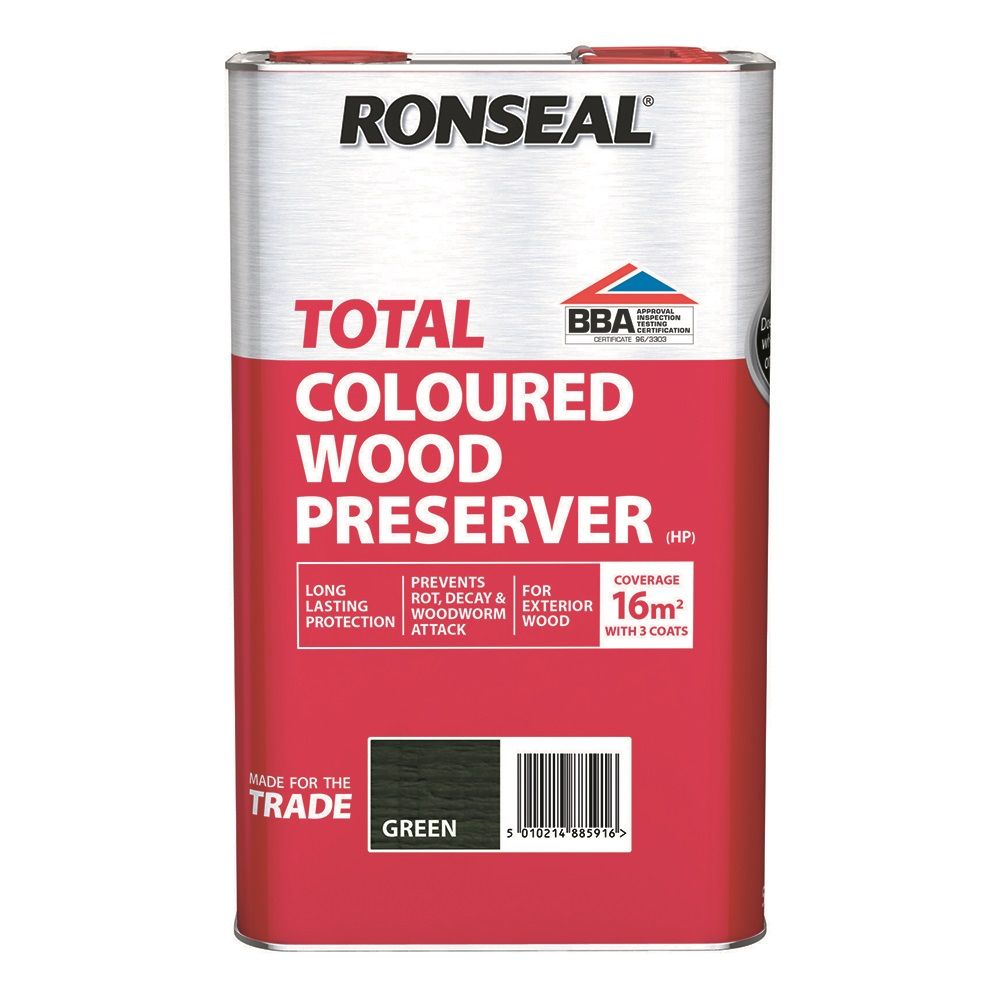 Image of Ronseal Trade Total Wood Preserver Green 5ltr