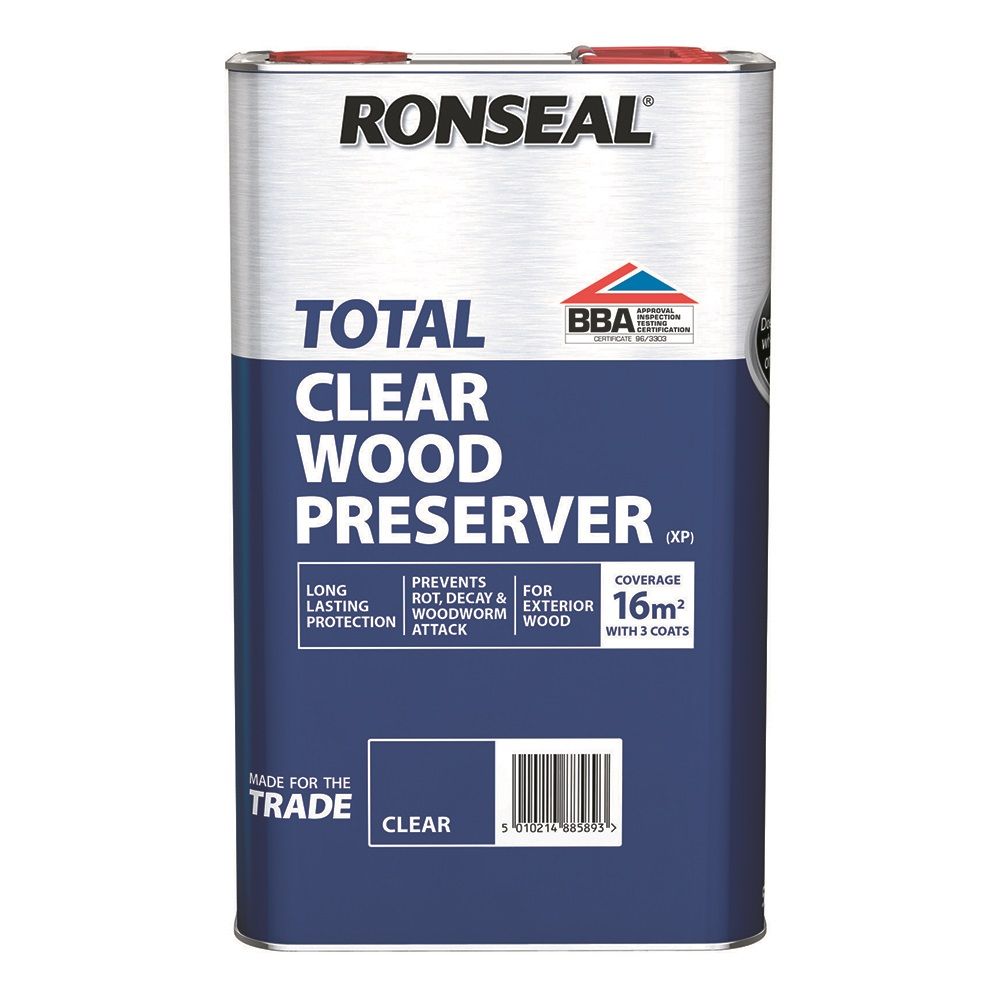 Product image for Ronseal Trade Total Wood Preserver Clear 5ltr