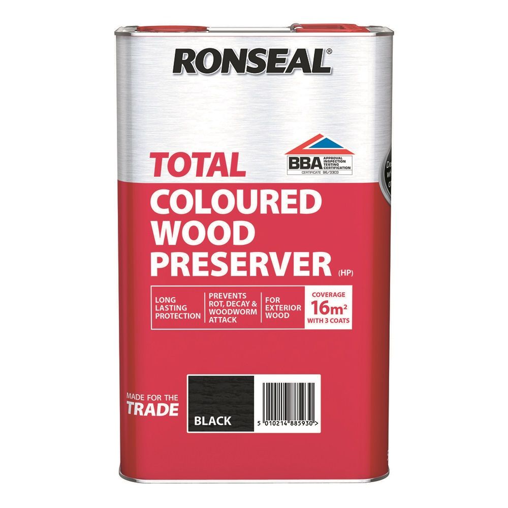 Product image for Ronseal Trade Total Wood Preserver Black 5ltr