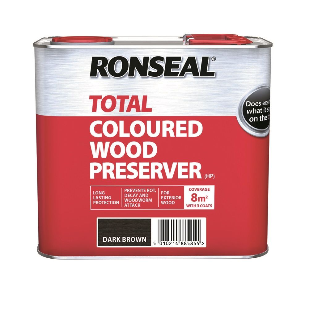 Product image for Ronseal Trade Total Wood Preserver Dark Brown 2.5ltr