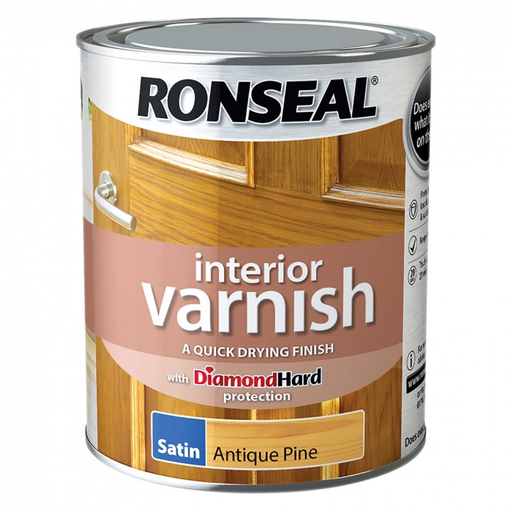 Product image for Ronseal Interior Varnish Satin Antique Pine 750ml