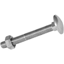 Product image for Carriage Bolt & Nut M8 X 75mm Bright Zinc Plated
