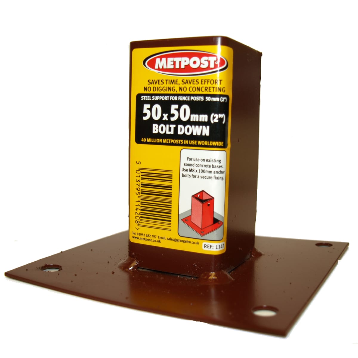 Product image for Grange Fencing Bolt Down Wedge Grip Steel 75 X 75mm Reddish Brown