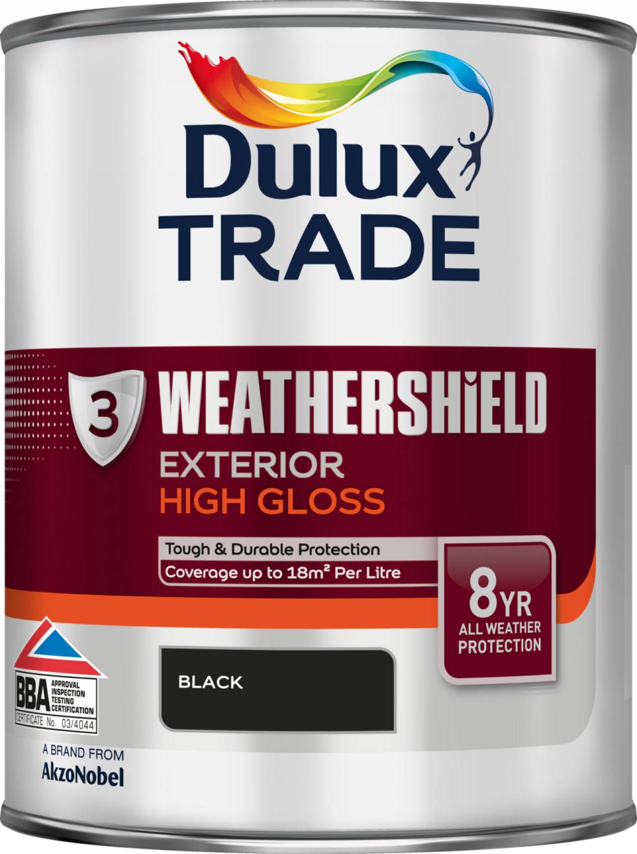 Product image for Dulux Trade Weathershield Exterior Gloss Paint 1L Black
